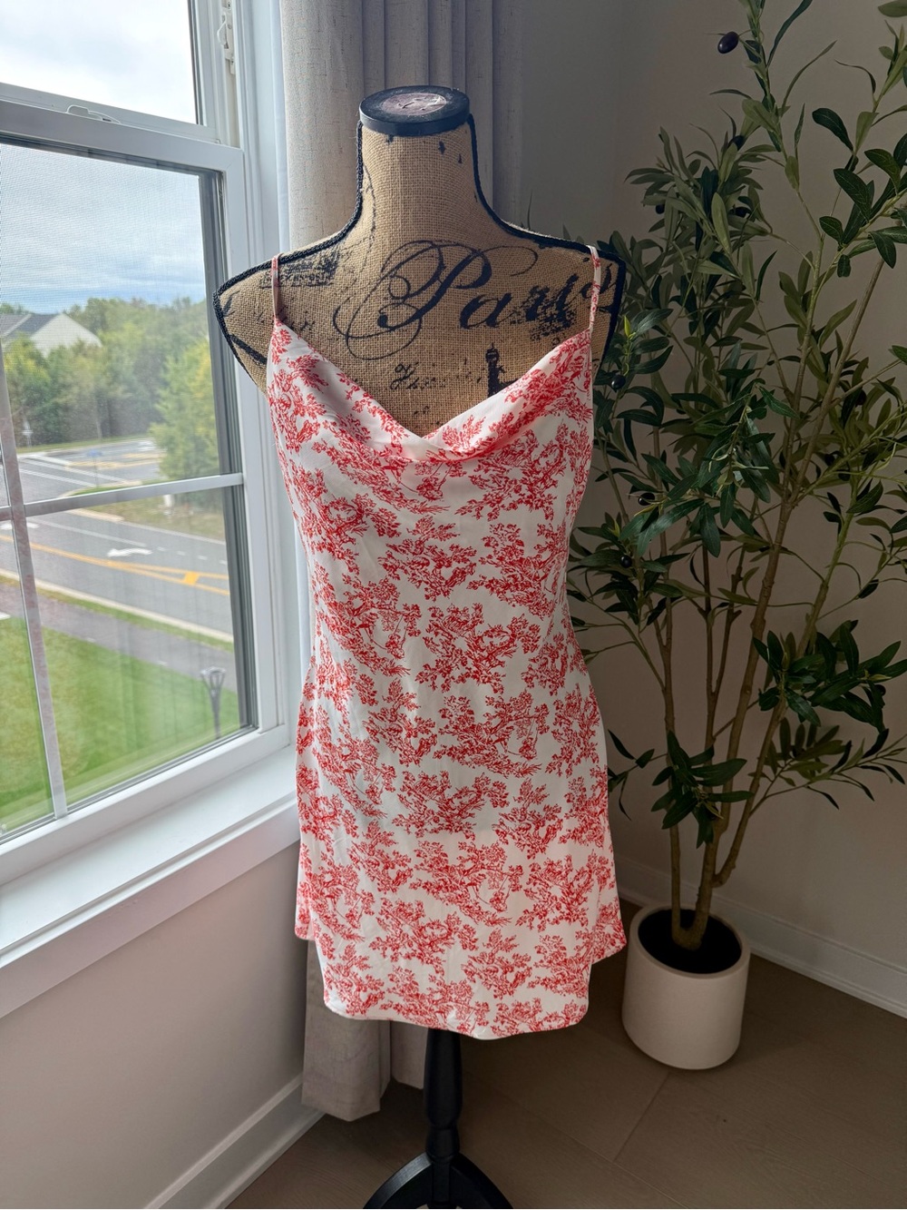 Urban Outfitters Toile Cowl Slip Mini Dress